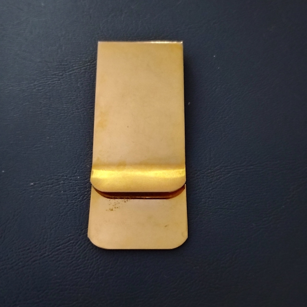 Men's Money Clip, Gold-toned, Metal, Pre-owned